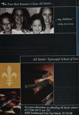 All Saints' Episcopal School of Fort Worth Advertisement, Spring 2000