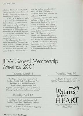 JLFW General Membership Meetings, 2001