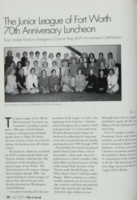 The Junior League of Fort Worth 70th Anniversary Luncheon, Fall 2000