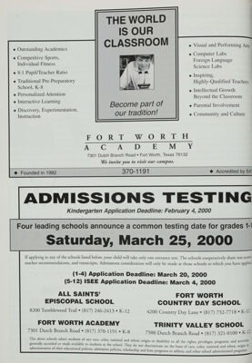Admissions Testing Advertisement, Spring 2000
