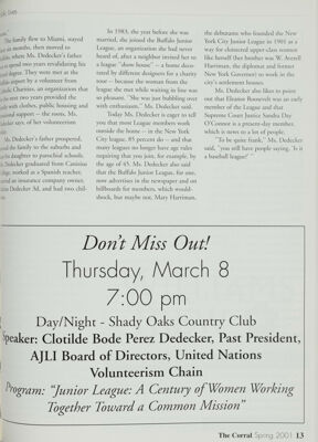 March General Membership Meeting Advertisement, Spring 2001