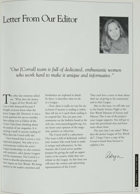 Letter From Our Editor, Winter 2001