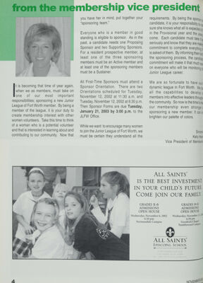 All Saints' Episcopal School Advertisement, November 2002