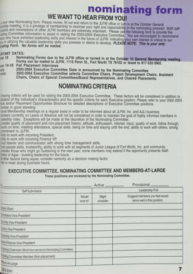 Nominating Form, October 2002