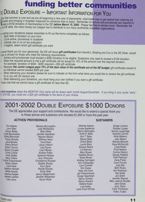 2001-2002 Double Exposure $1000 Donors