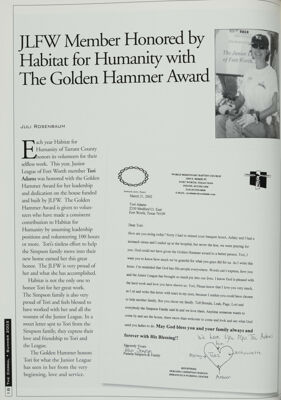 JLFW Member Honored by Habitat for Humanity With the Golden Hammer Award