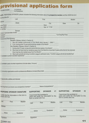Provisional Application Form, November 2003
