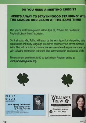 Elaine Stoltz Advertisement, March 2004