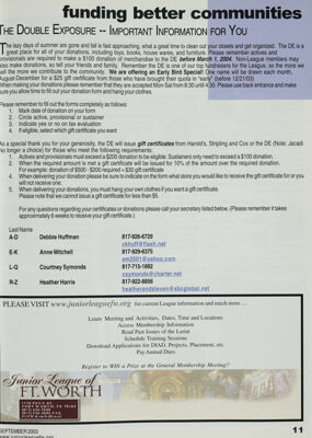 Junior League of Ft. Worth Website Advertisement, September 2003