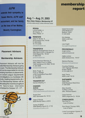 Membership Report, October 2003