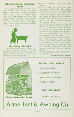 Acme Tent & Awning Co. Advertisement, December 1961