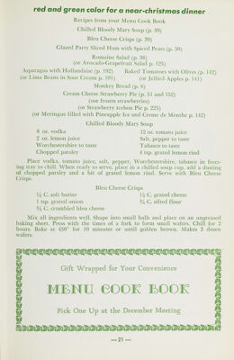 Menu Cook Book Advertisement, December 1961