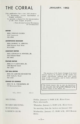 The Corral, Vol. XXVIII, No. 4, January 1962 Title Page