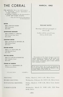 The Corral, Vol. XXVIII, No. 6, March 1962 Title Page
