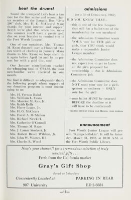 Announcement, March 1962