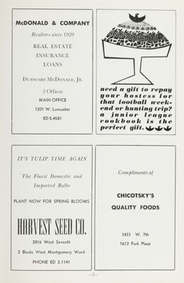 Junior League Cookbook Advertisement, November 1962