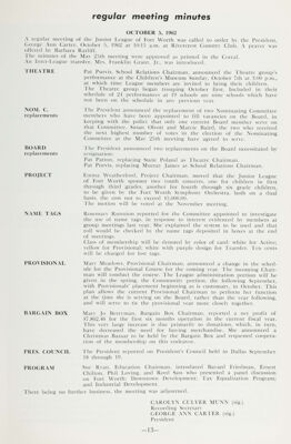 Regular Meeting Minutes, November 1962