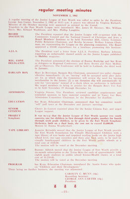 Regular Meeting Minutes, December 1962