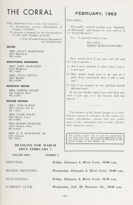 The Corral, Vol. XXIX, No. 5, February 1963 Title Page