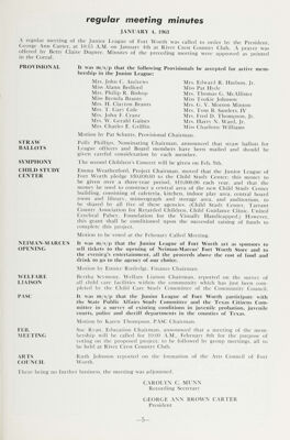 Regular Meeting Minutes, February 1963