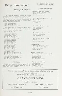 Bargain Box Report, March 1963