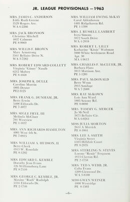 Jr. League Provisionals, 1963