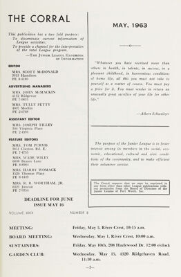 Notice of Meetings, May 1963