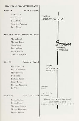 Admissions Committee Slate, May 1963