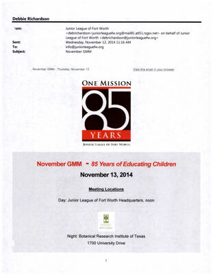85 Years One Mission, November 12, 2014