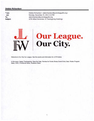 Our League Our City, November 25, 2013