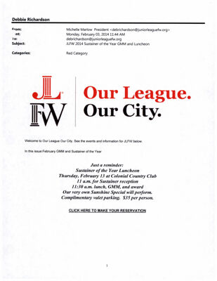 Our League Our City, February 3, 2014
