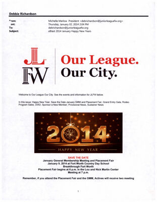 Our League Our City, January 2, 2014