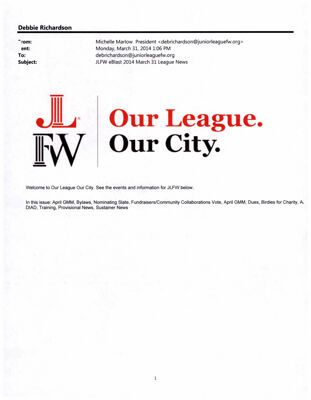 Our League Our City, March 31, 2014