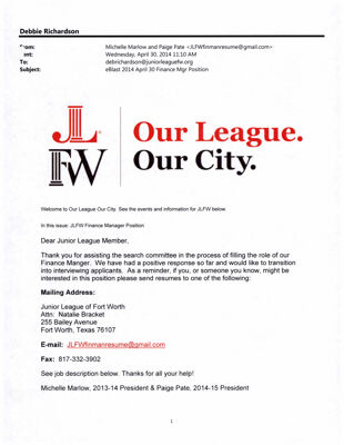 Our League Our City, April 30, 2014