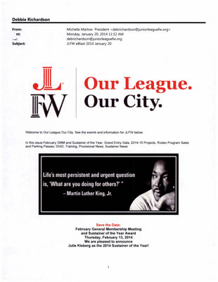 Our League Our City, January 20, 2014