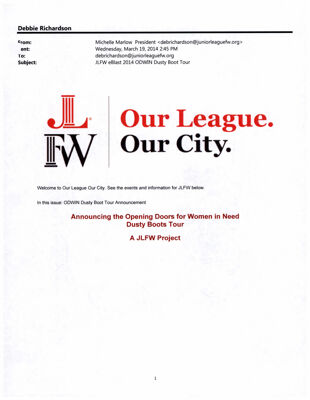 Our League Our City, March 19, 2014