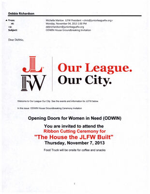 Our League Our City, November 4, 2013