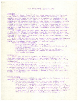 PASC Newsletter, January 1967