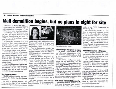 Junior League Has Plans to Move Newspaper Clipping, February 19-25, 2007