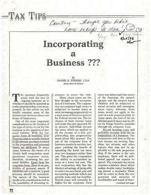 Incorporating a Business Magazine Clipping