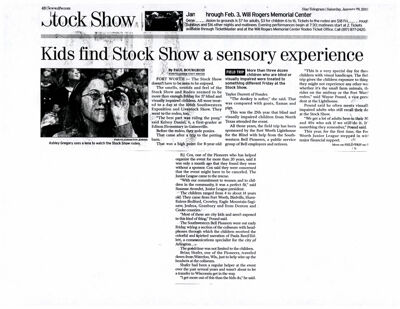 Kids Find Stock Show a Sensory Experience Newspaper Clipping, January 26, 2002