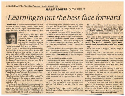 Learning to Put the Best Face Forward Newspaper Clipping, March 6, 1994