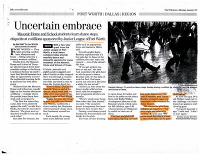 Uncertain Embrace Newspaper Clipping, January 28, 2002