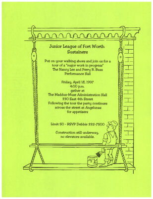 Junior League of Fort Worth Sustainers Tour Invitation, April 18, 1997