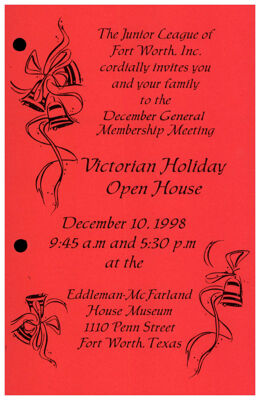 Victorian Holiday Open House Invitation, December 10, 1998