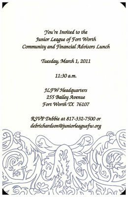 Community and Financial Advisors Lunch Invitation, March 1, 2011