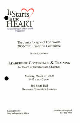 Leadership Conference & Training Invitation, March 27, 2000