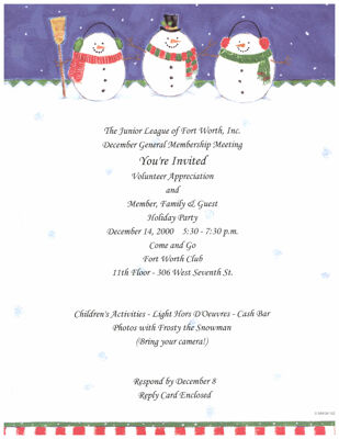 Volunteer Appreciation and Member, Family & Guest Holiday Party Invitation, December 14, 2000
