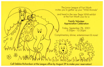 Family Volunteer Appreciation Celebration Invitation, September 7, 2001