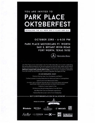 Park Place Oktoberfest Invitation 1, October 23, 2014